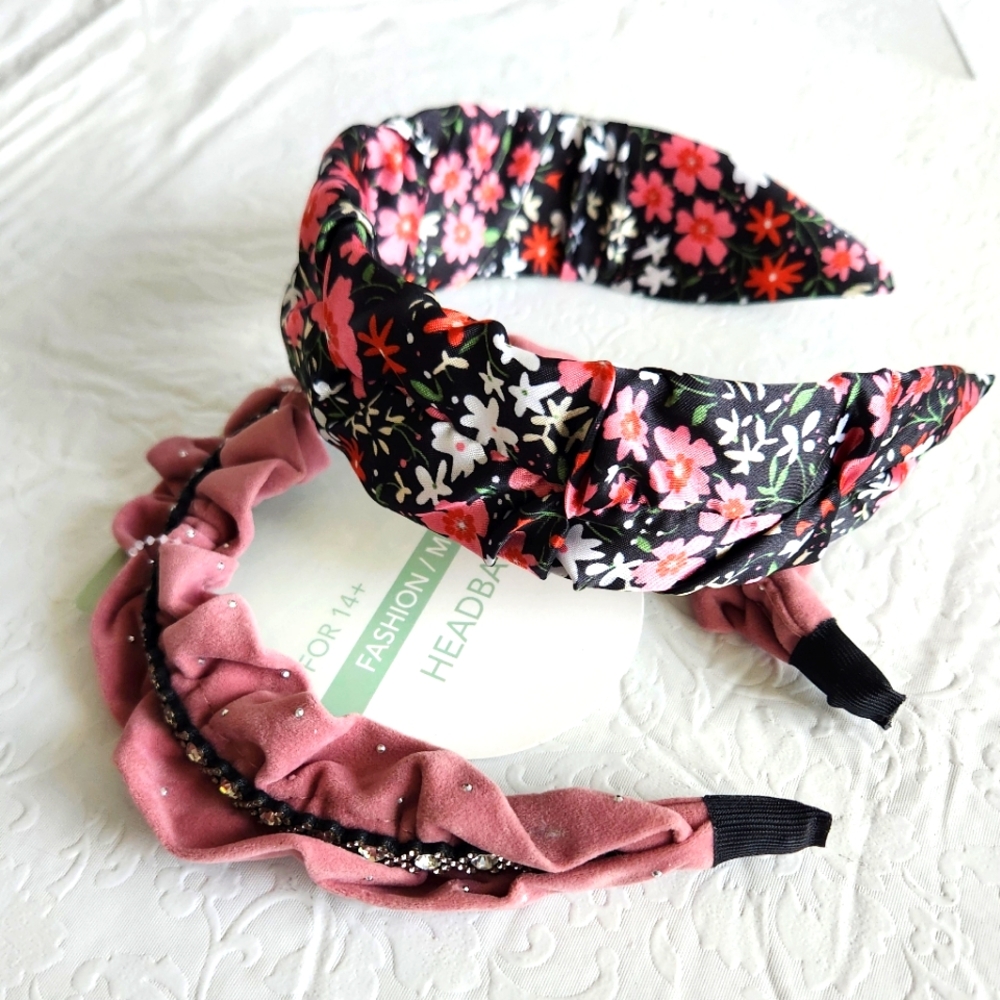 Floral Pink Headband Glam band Set
